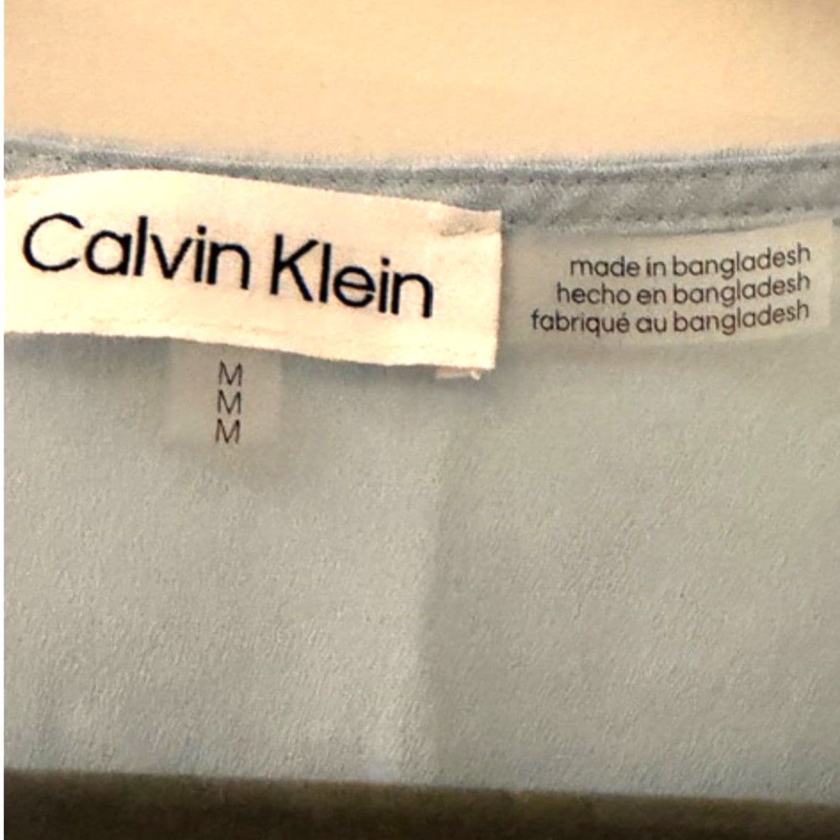 Calvin Klein Blouse Size M Light Blue Keyhole Short Sleeve Top Roll Tab Sleeve - Thumbnail 7