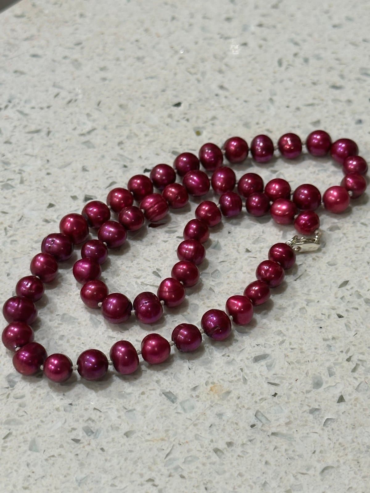 Natural south sea genuine red purple round pearl necklace - Image 1