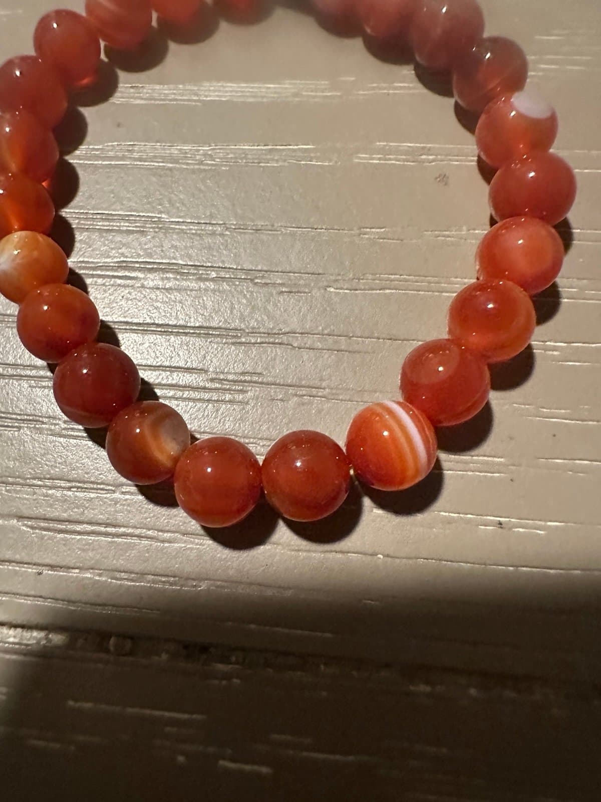 Red Stripe Agate Beaded Bracelet - Thumbnail 5