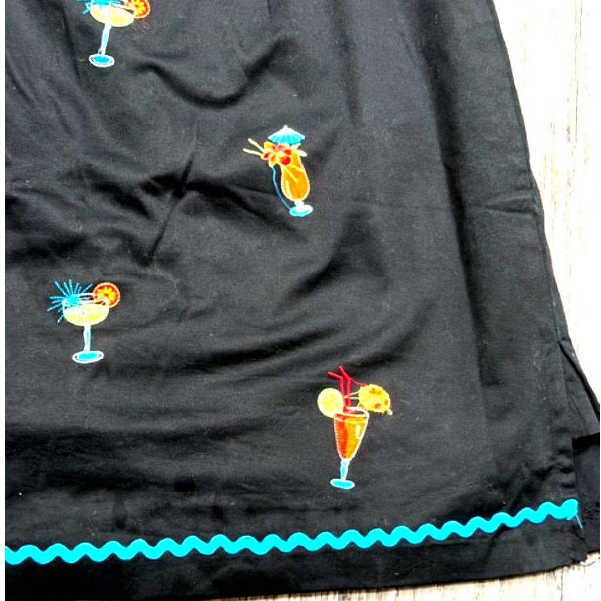 Bamboo Traders Skort Size 8 Black Embroidered Cocktail Tropical Skirt Shorts - Thumbnail 5