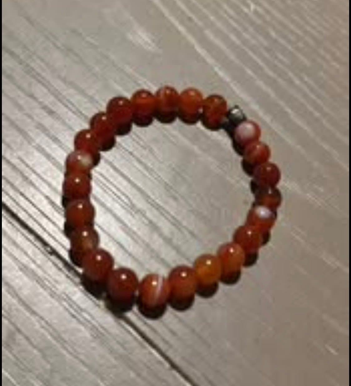 Red Stripe Agate Beaded Bracelet - Thumbnail 2
