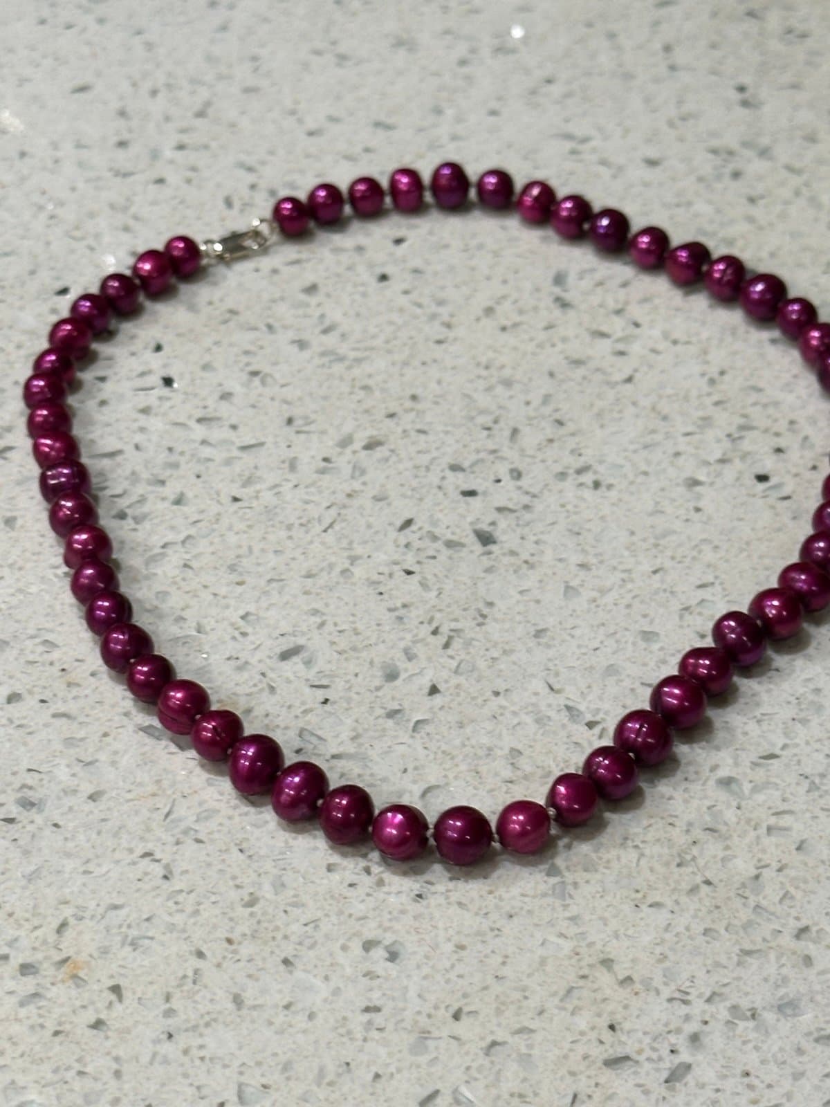 Natural south sea genuine red purple round pearl necklace - Thumbnail 7