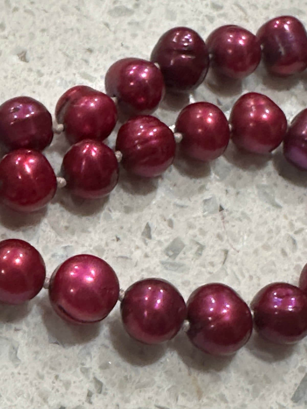 Natural south sea genuine red purple round pearl necklace - Thumbnail 2