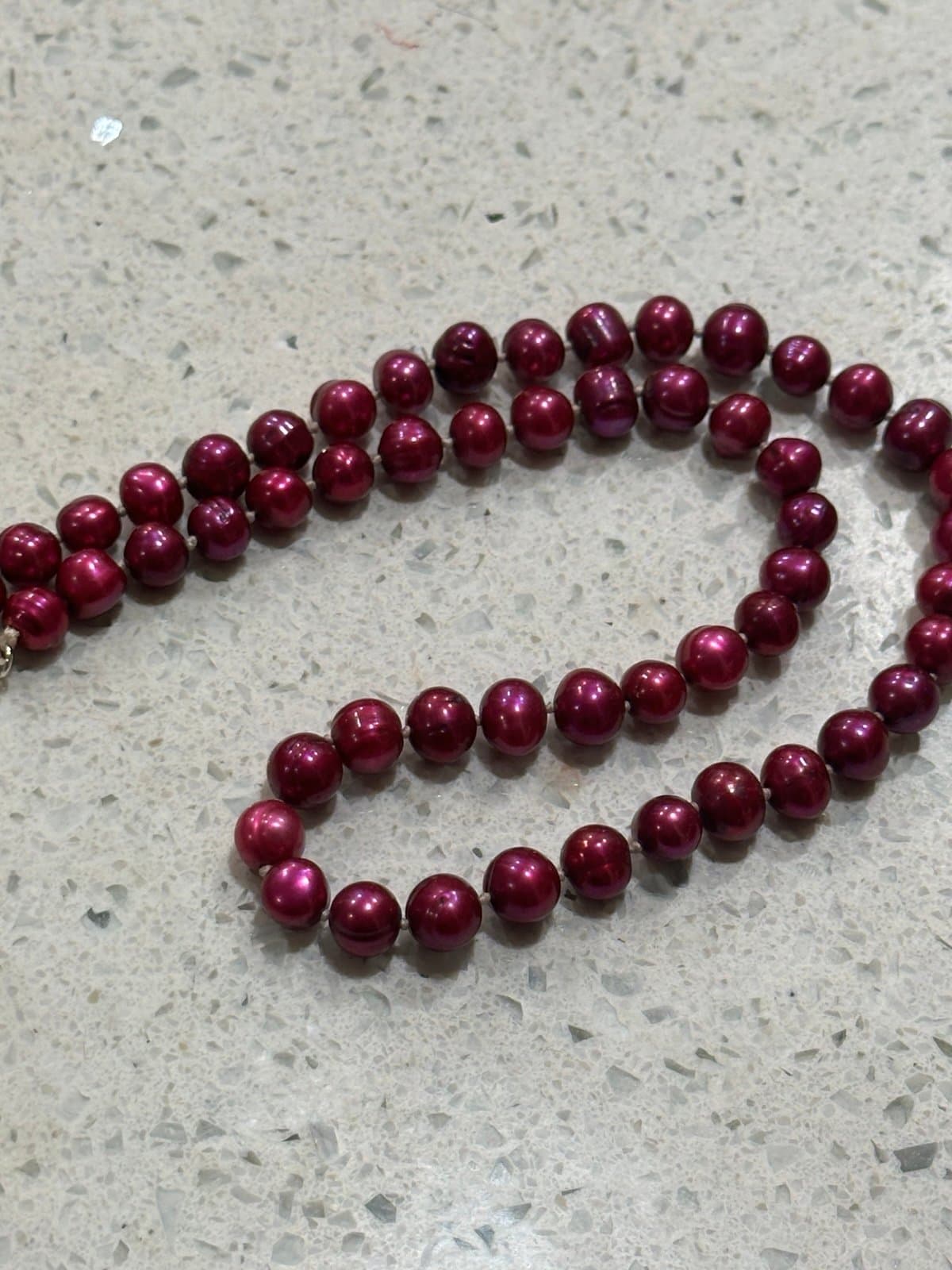 Natural south sea genuine red purple round pearl necklace - Thumbnail 6