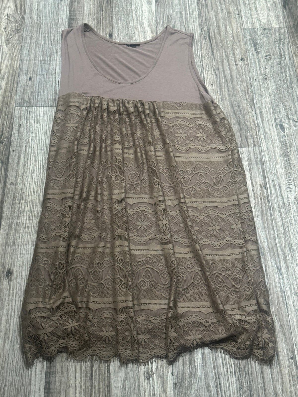 Sleeveless Lace Overlay Dress - Image 1