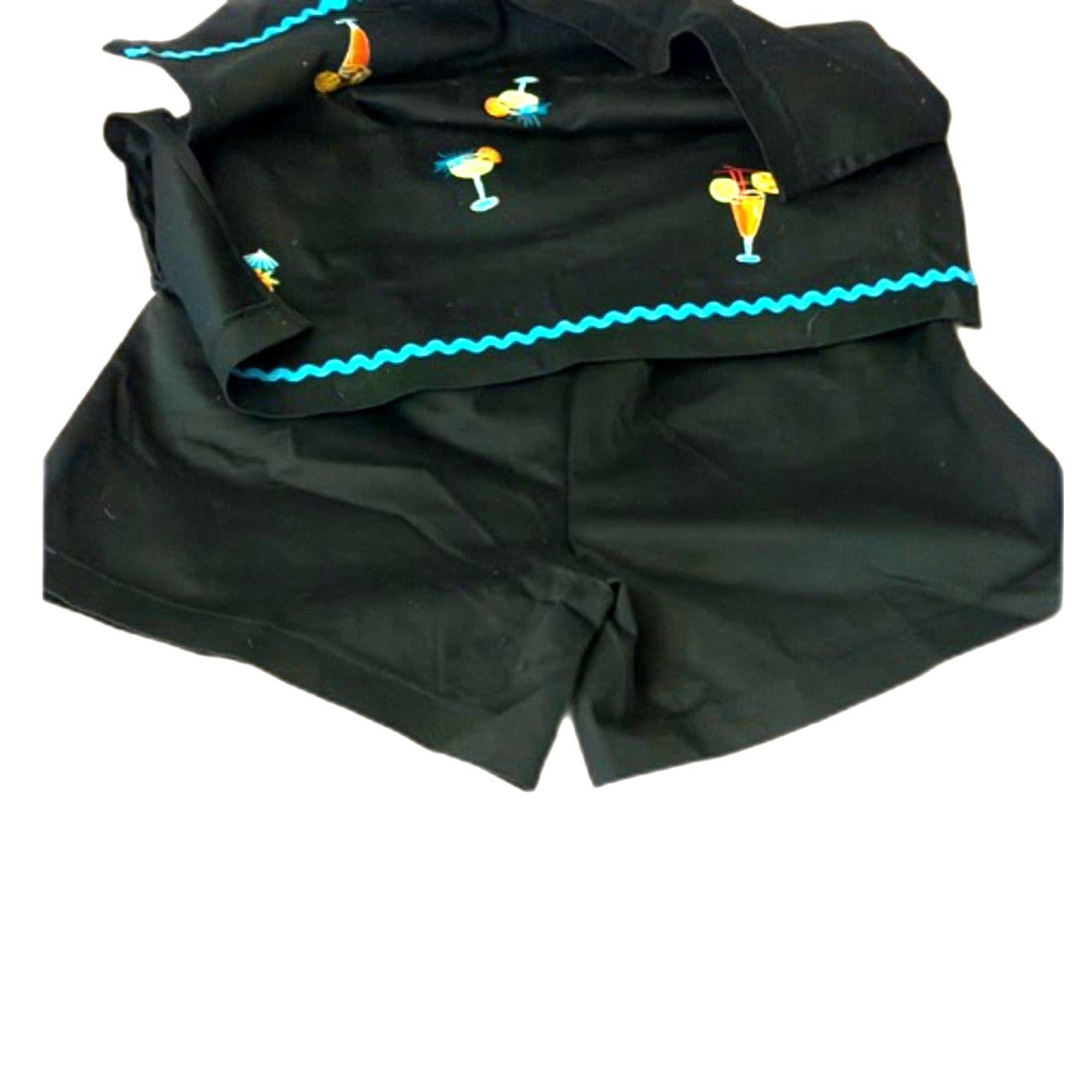 Bamboo Traders Skort Size 8 Black Embroidered Cocktail Tropical Skirt Shorts - Thumbnail 3