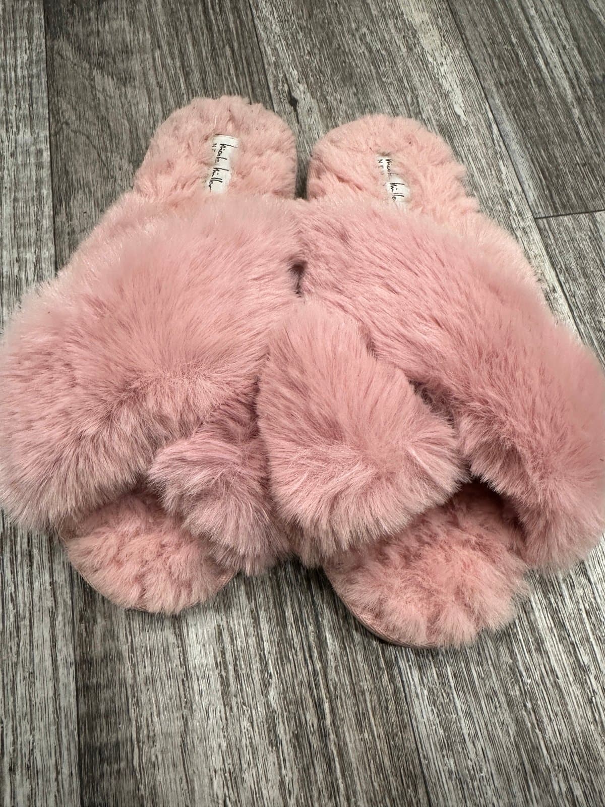 NWT Nicole Miller New York Pink Furry Bedroom Slippers - Thumbnail 5