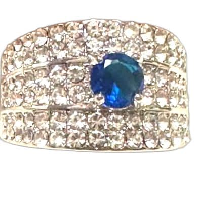 Blue Rhinestone Ring size 8 - Image 1