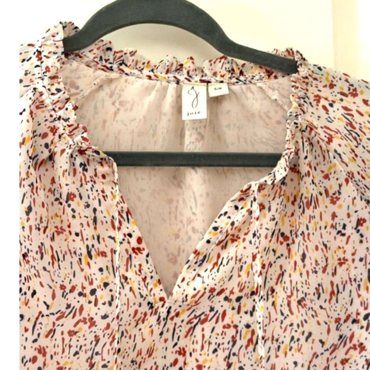 Joie Ruffle Sleeve Blouse Small Silk Style Top Feminine Lightweight Shirt - Thumbnail 9