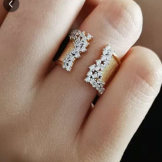 Gold Plated CZ Statement Ring Size 7 Chunky Wide Band Sparkly - Thumbnail 8