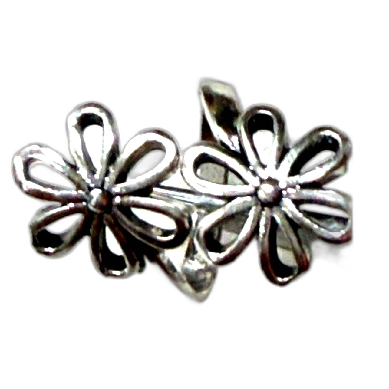 Daisy Flower Ring Silver Tone Open Band Adjustable Floral Minimalist New - Thumbnail 5