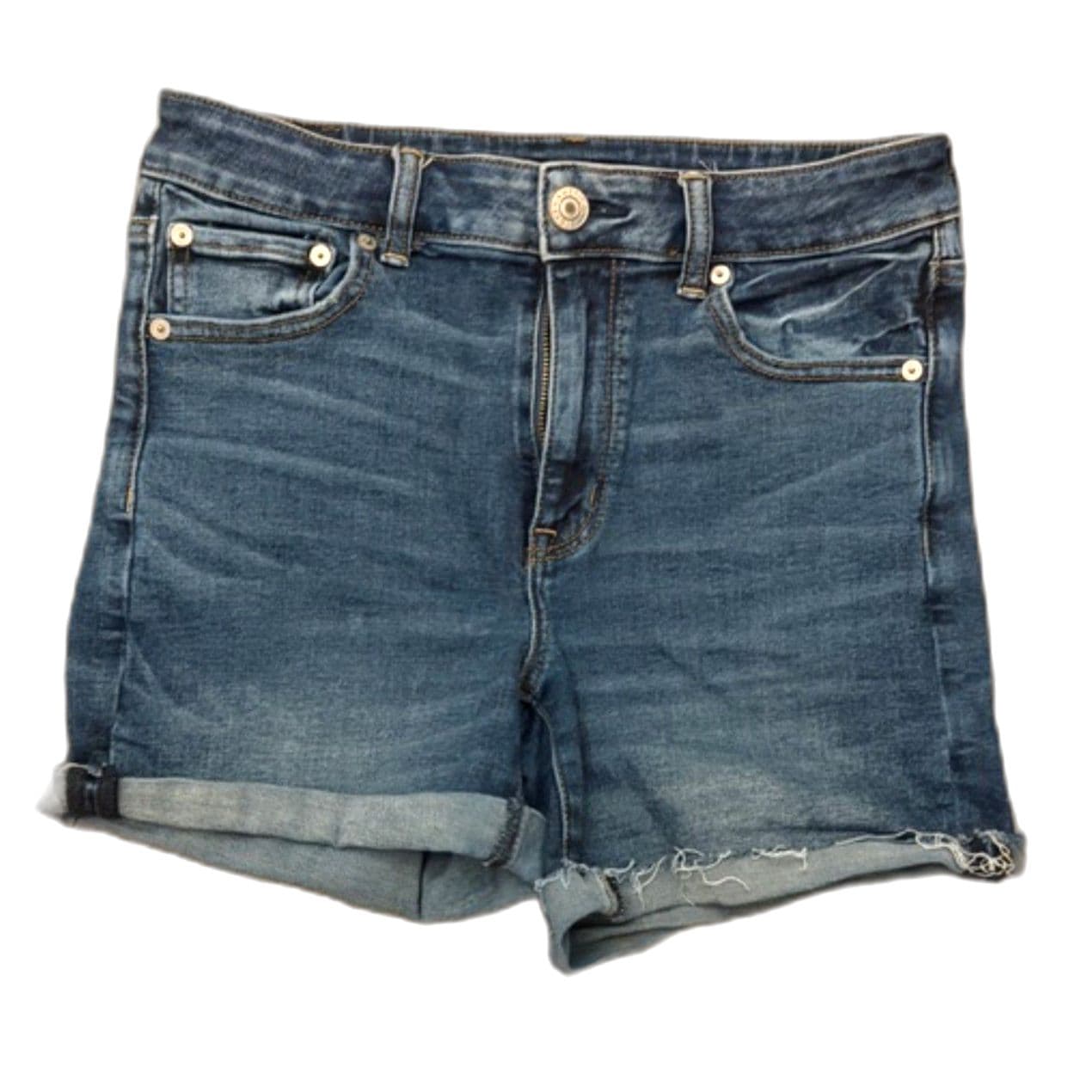 American Eagle Denim Shorts Cuffed Distressed Mid Rise Blue Jean Shorts (6) - Image 1