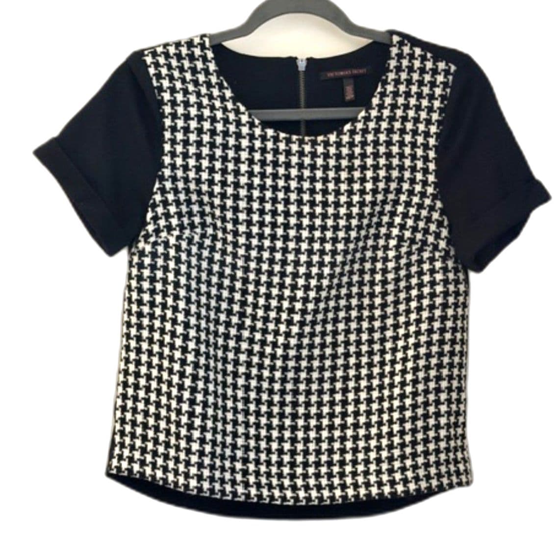 Victoria’s Secret Houndstooth Top Structured Blouse Short Sleeve XS - Thumbnail 3