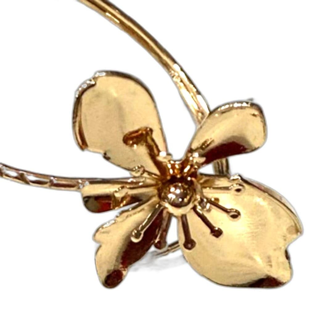 Floral Arm Cuff Bracelet Gold Tone With Flowers Upper Arm Jewelry Boho - Thumbnail 2