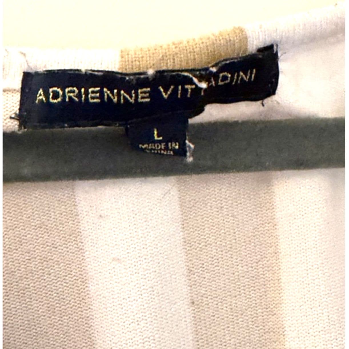 Adrienne Vittadini Striped Blouse Tie Front Button Top Casual Size L - Thumbnail 5