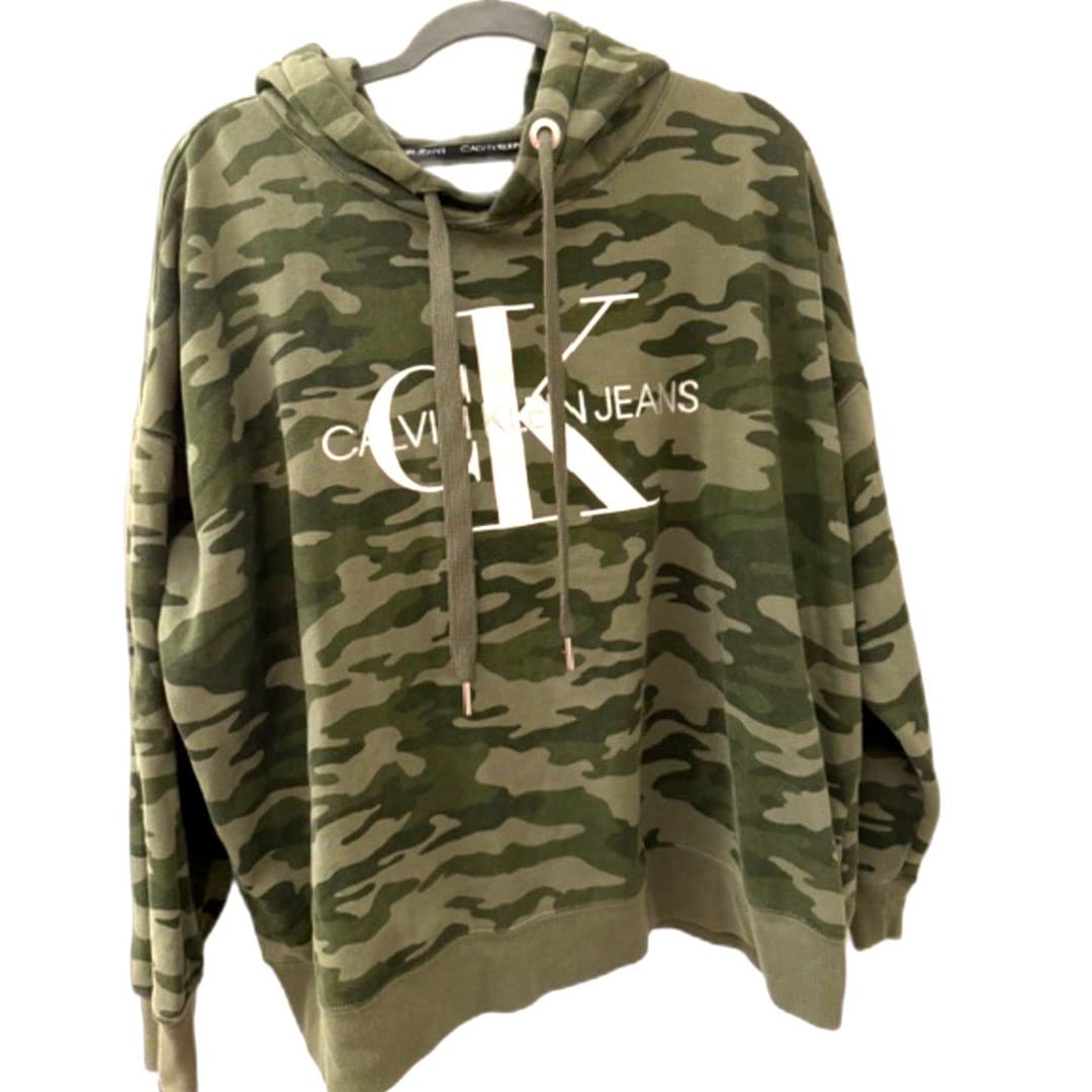 Calvin Klein Jeans Hoodie Women’s 2X Camo Logo Sweatshirt CK Pullover Plus Size - Thumbnail 5