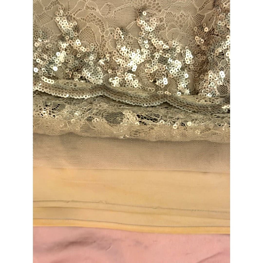 BCBG Max Azria Lace Sequin Skirt Women’s Size (S) Taupe Party Mini Skirt - Thumbnail 9