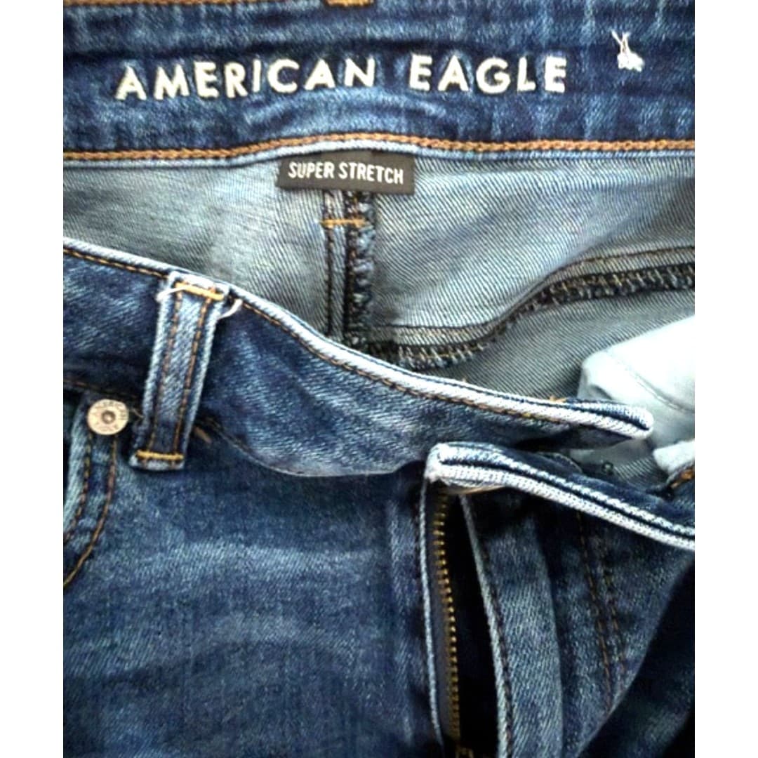 American Eagle Denim Shorts Cuffed Distressed Mid Rise Blue Jean Shorts (6) - Thumbnail 8