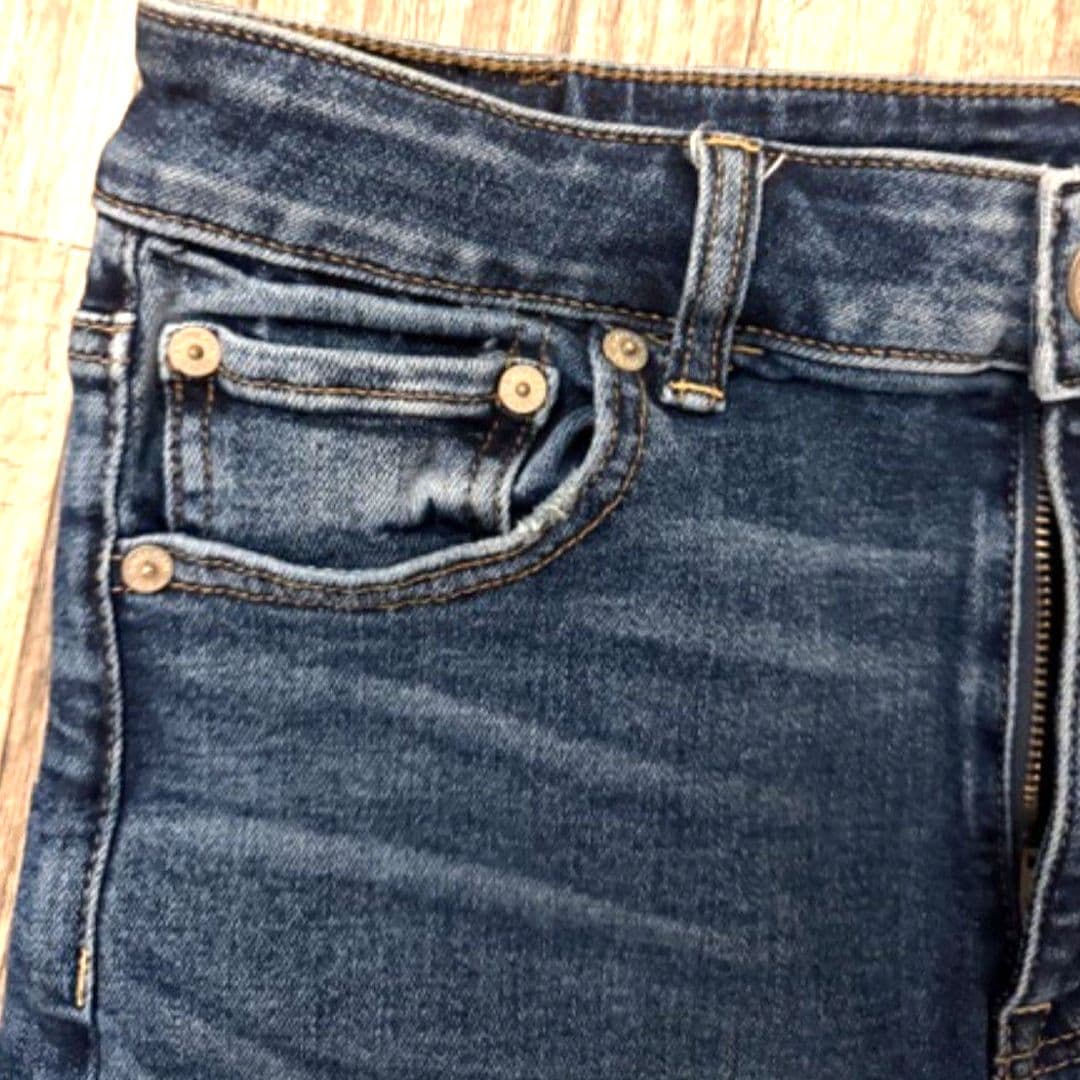 American Eagle Denim Shorts Cuffed Distressed Mid Rise Blue Jean Shorts (6) - Thumbnail 4