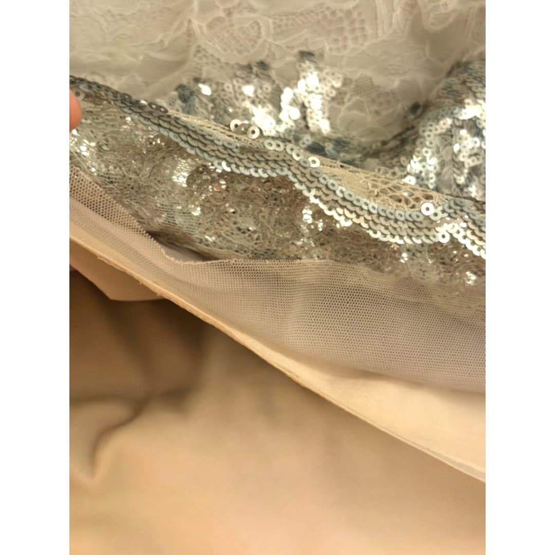 BCBG Max Azria Lace Sequin Skirt Women’s Size (S) Taupe Party Mini Skirt - Thumbnail 10