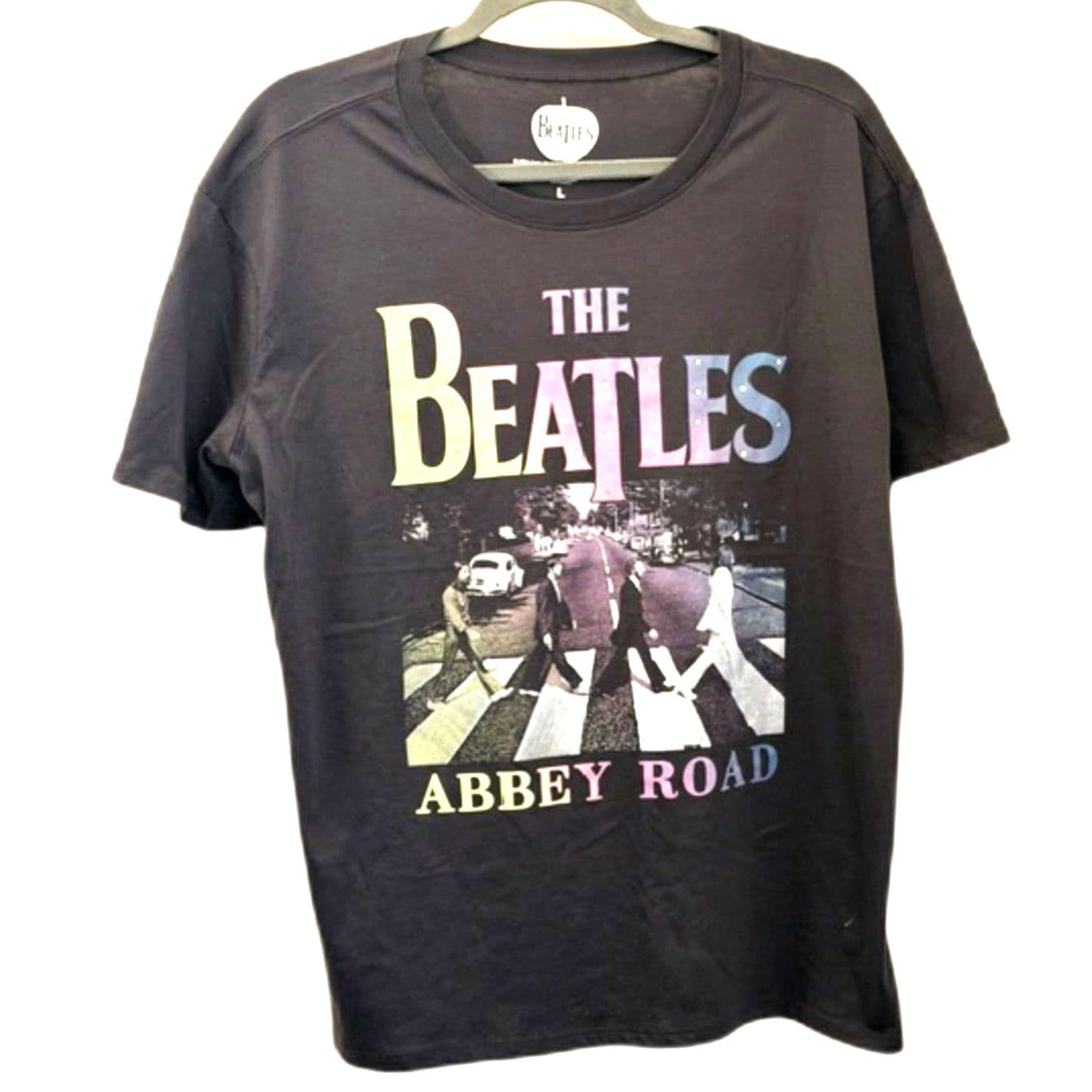 The Beatles Abbey Road Graphic Tee Black Band T-Shirt with Rhinestones L - Image 1