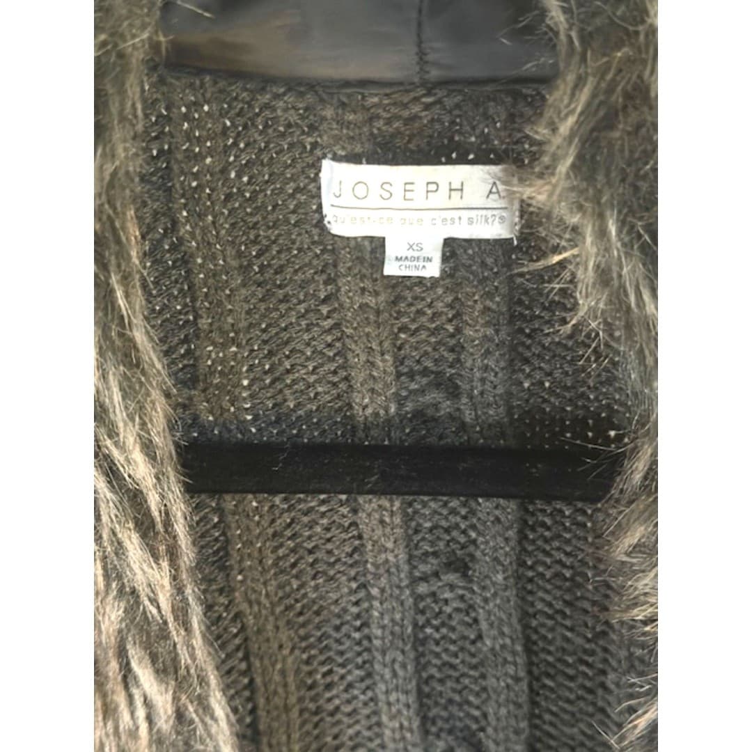Joseph A Faux Fur Vest Brown Open Front Cozy Layer Size XS - Thumbnail 5