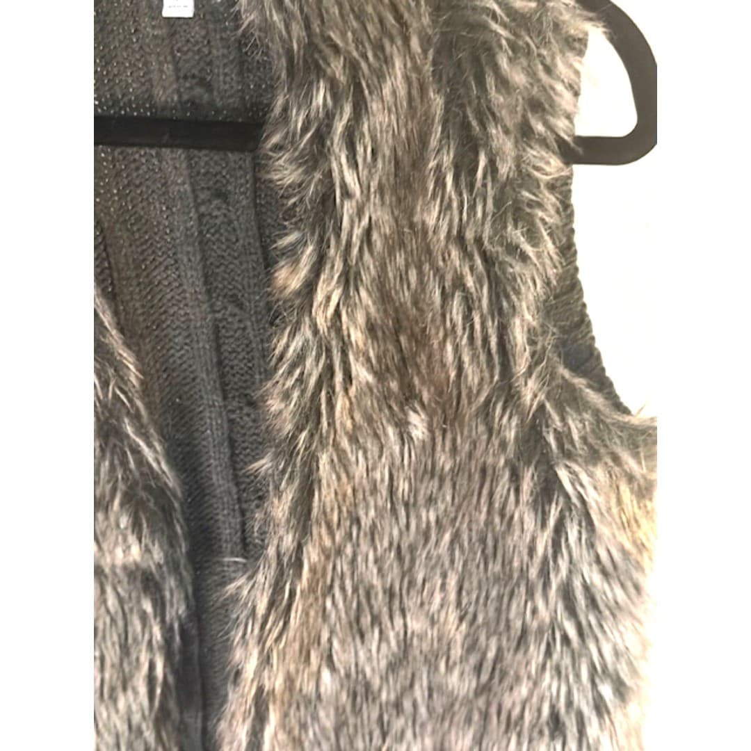 Joseph A Faux Fur Vest Brown Open Front Cozy Layer Size XS - Thumbnail 4