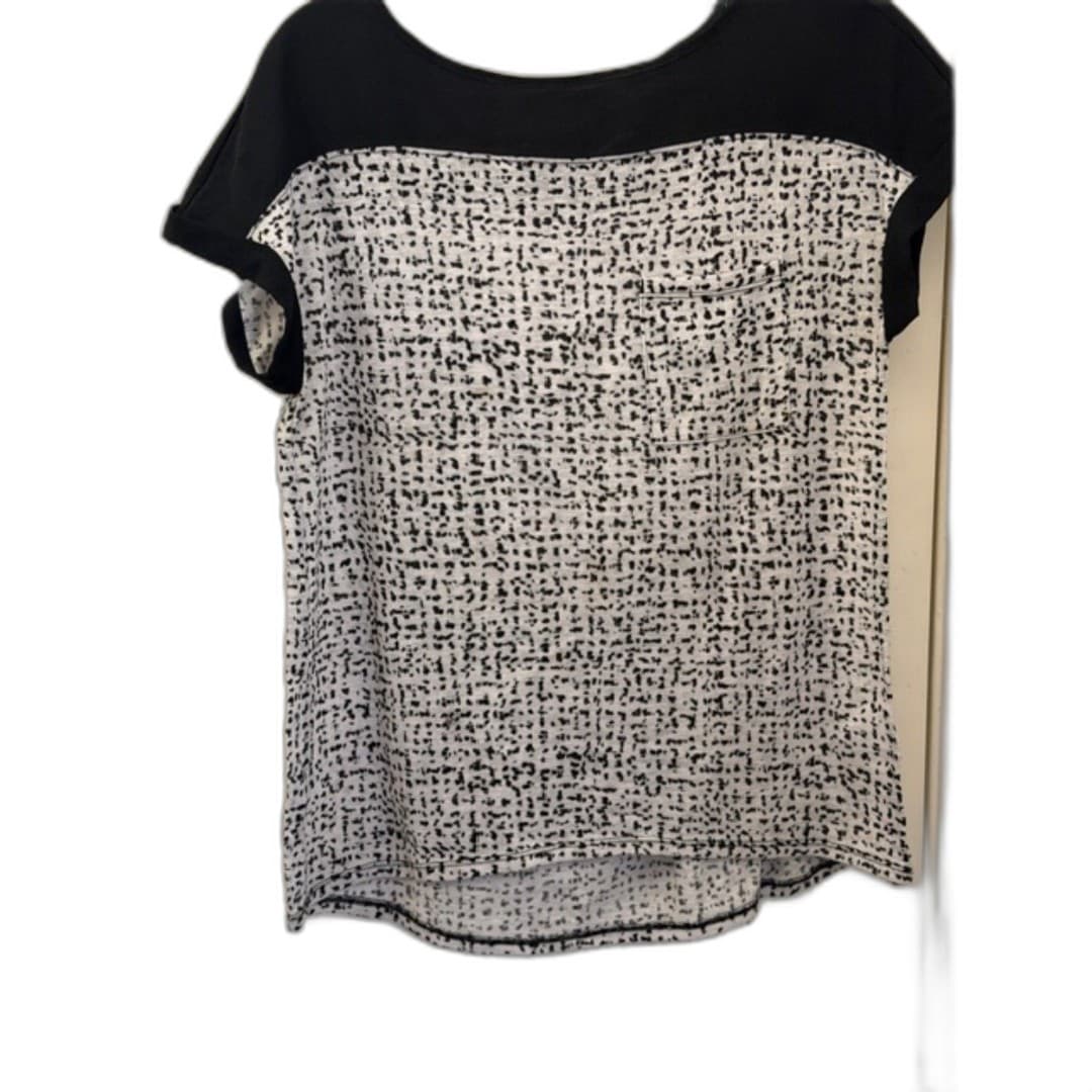 Calvin Klein Jeans Black White Print Top Short Sleeve Pocket T-shirt Size M - Image 1