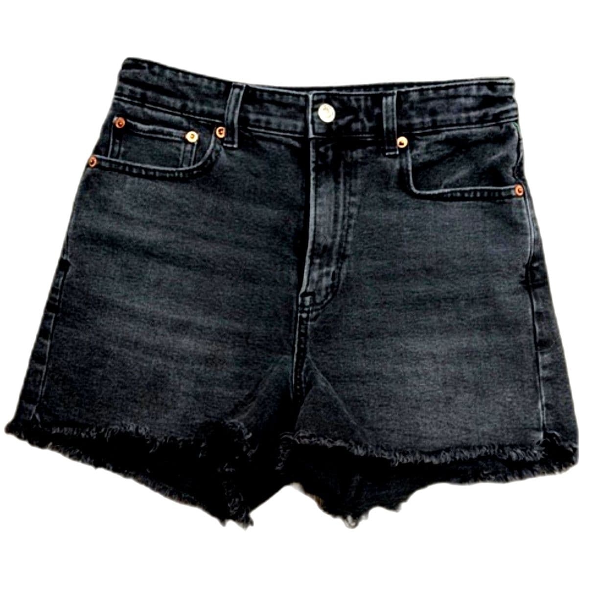 American Eagle Black Denim Cutoff Shorts Distressed High Rise Size 4 - Image 1