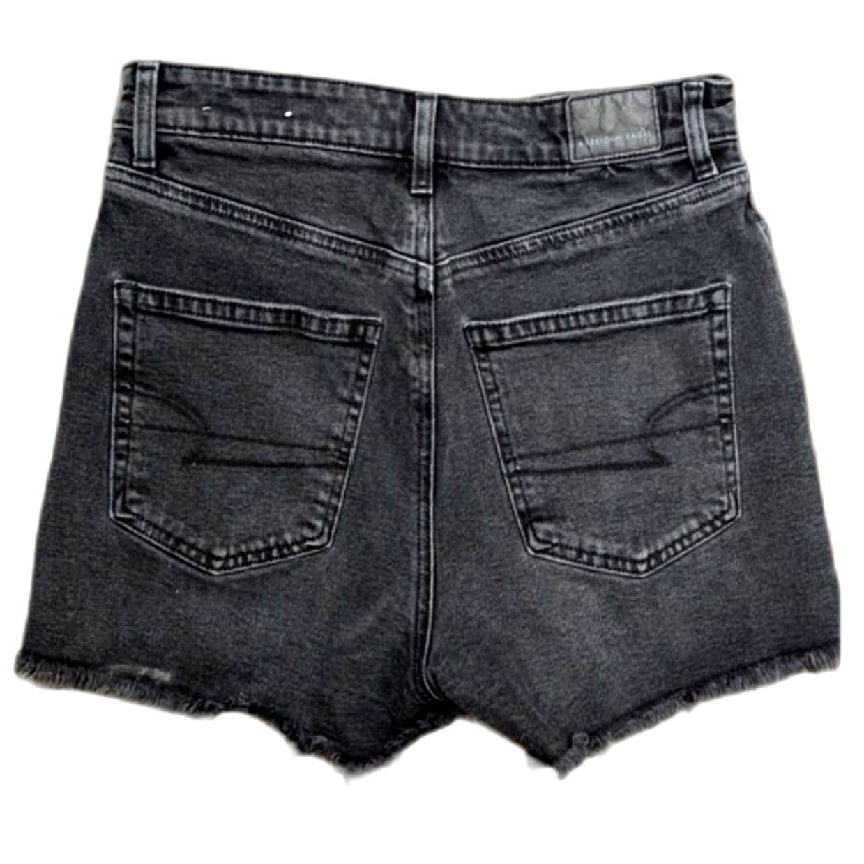American Eagle Black Denim Cutoff Shorts Distressed High Rise Size 4 - Thumbnail 5