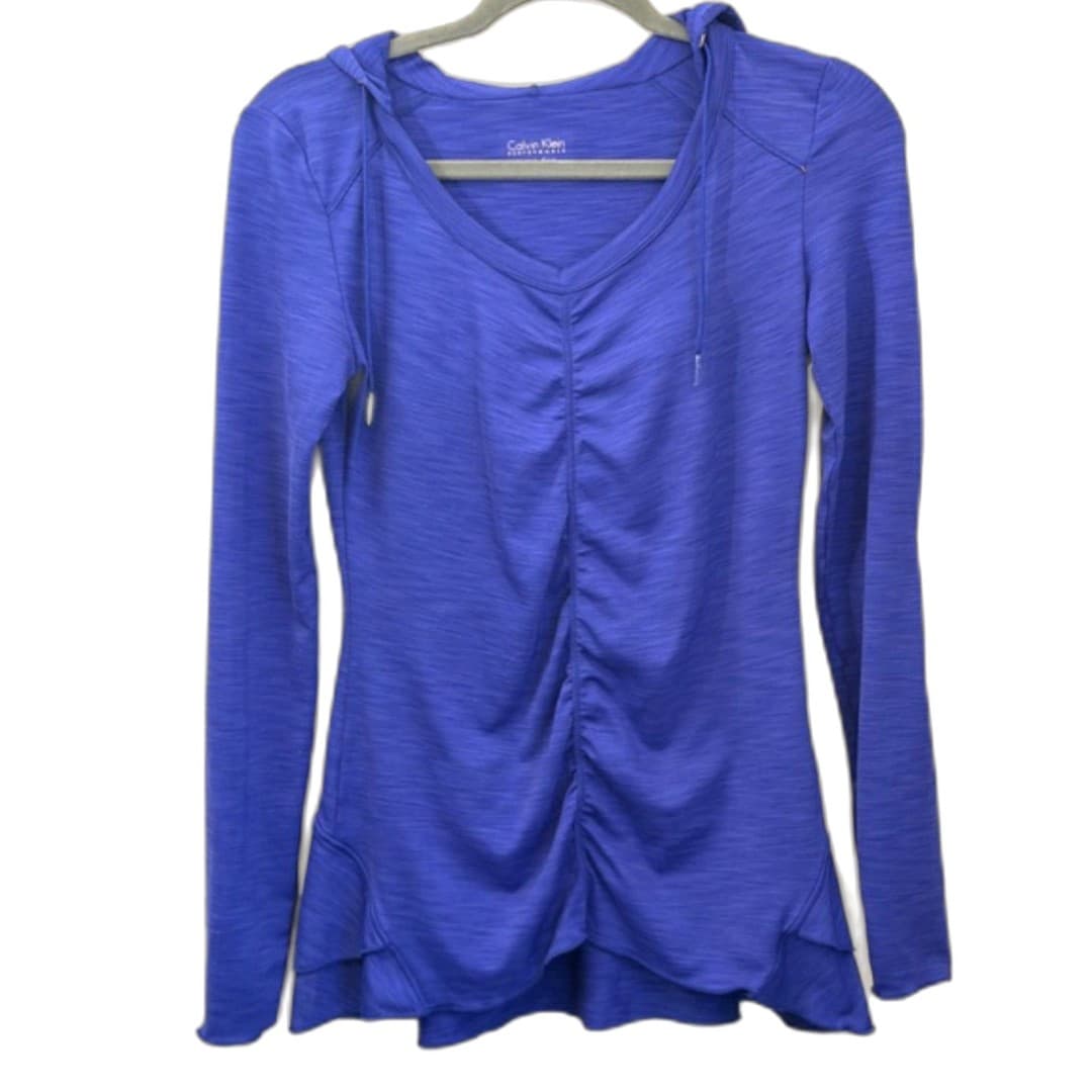 Calvin Klein Performance Blue Hoodie Top Quick Dry Long Sleeve Size XS - Image 1