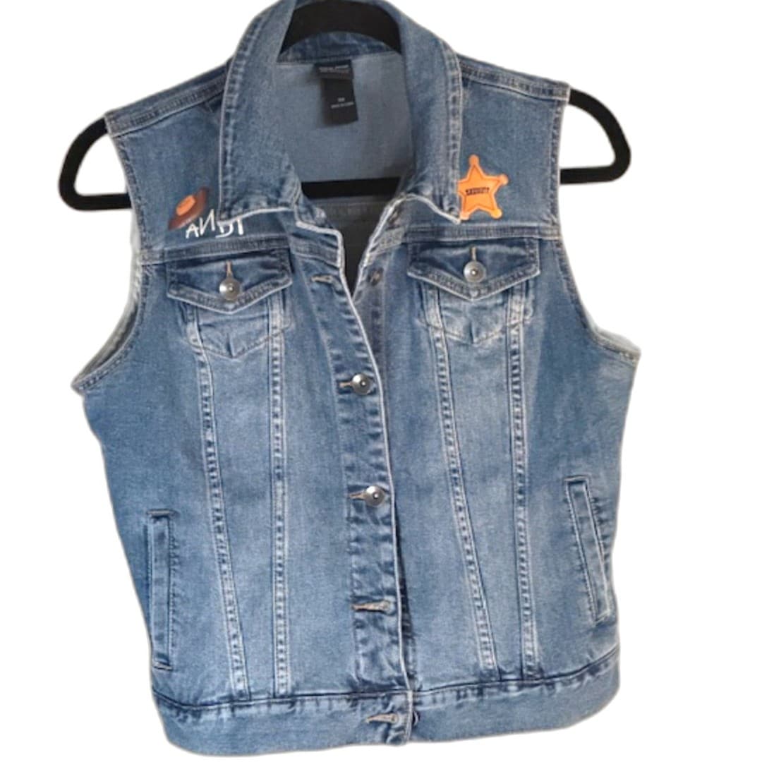 Disney Pixar Toy Story Denim Vest Sheriff Woody Jessie Patches Size S/M - Thumbnail 4