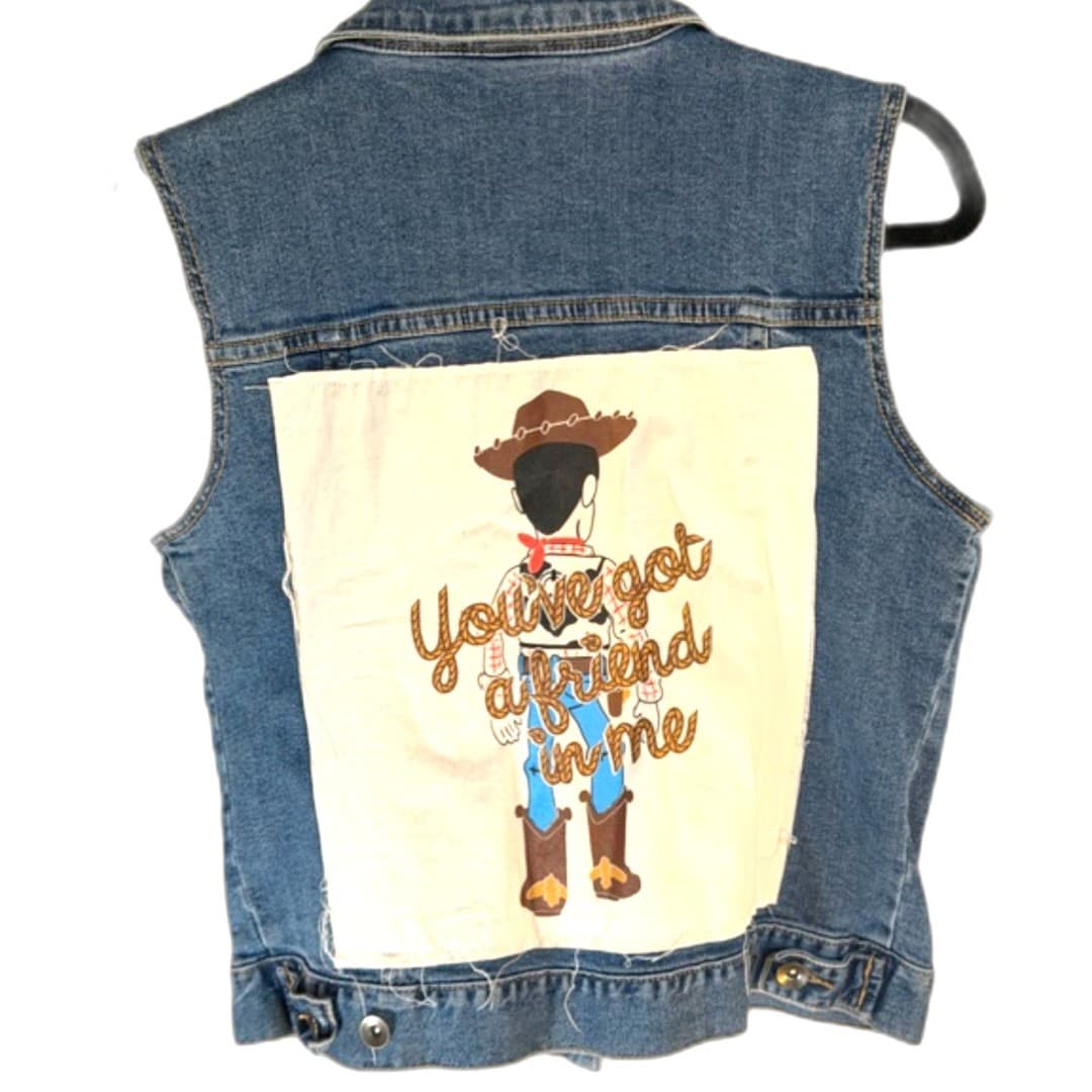 Disney Pixar Toy Story Denim Vest Sheriff Woody Jessie Patches Size S/M - Thumbnail 3
