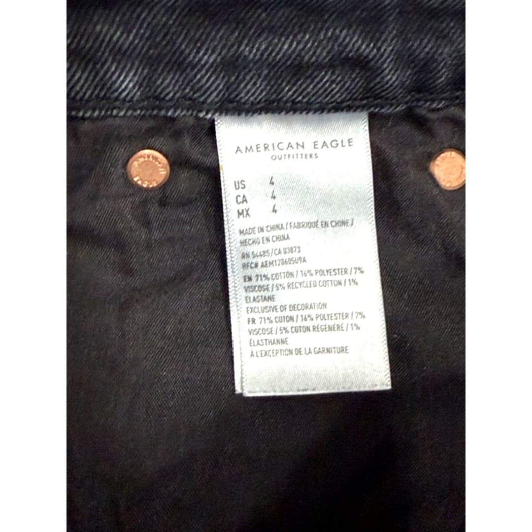 American Eagle Black Denim Cutoff Shorts Distressed High Rise Size 4 - Thumbnail 8
