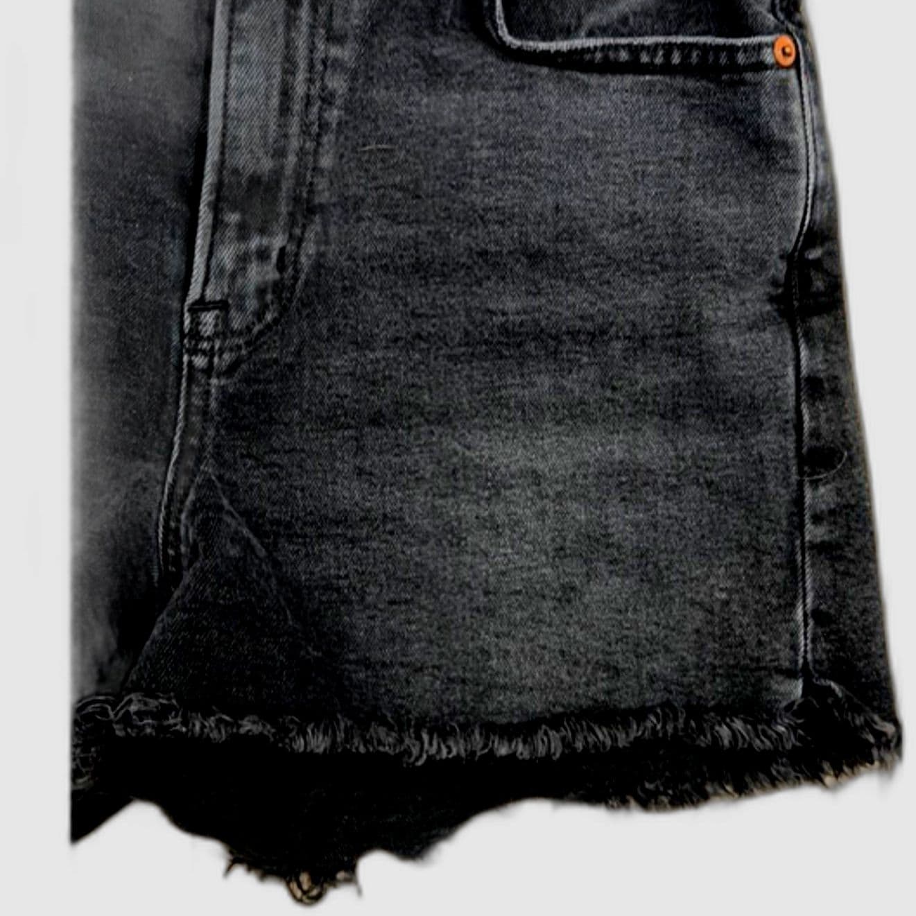 American Eagle Black Denim Cutoff Shorts Distressed High Rise Size 4 - Thumbnail 3