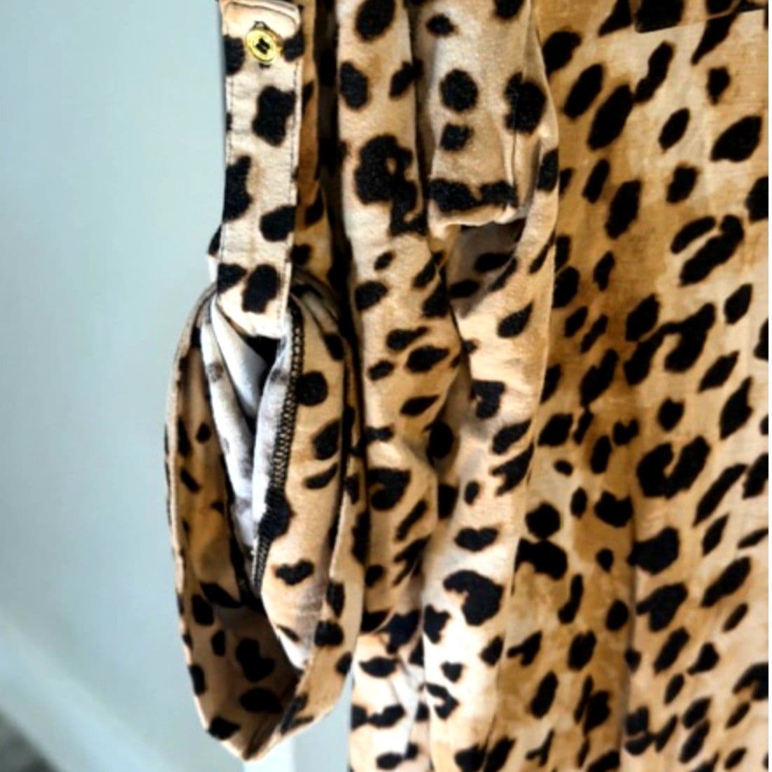 Calvin Klein Leopard Print Zip Front Blouse Top Brown Black Size XL - Thumbnail 8