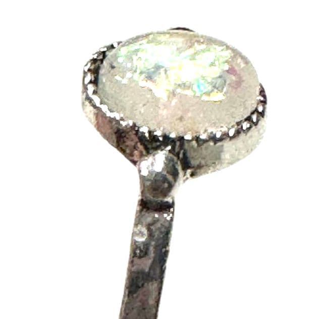 Fashion ring, silver color synthetic Opal stone - Thumbnail 2