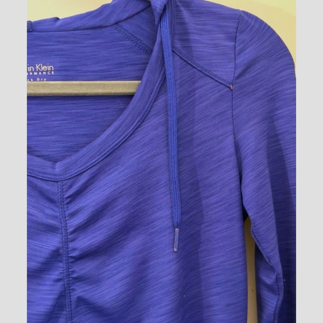 Calvin Klein Performance Blue Hoodie Top Quick Dry Long Sleeve Size XS - Thumbnail 7