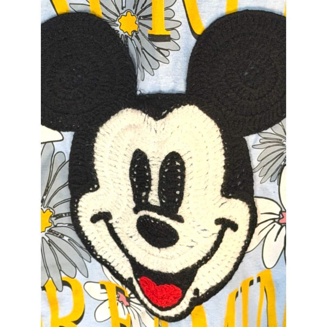 Disney Mickey Mouse Just Keep Dreaming Graphic Crocheted Top T-shirt - Thumbnail 3