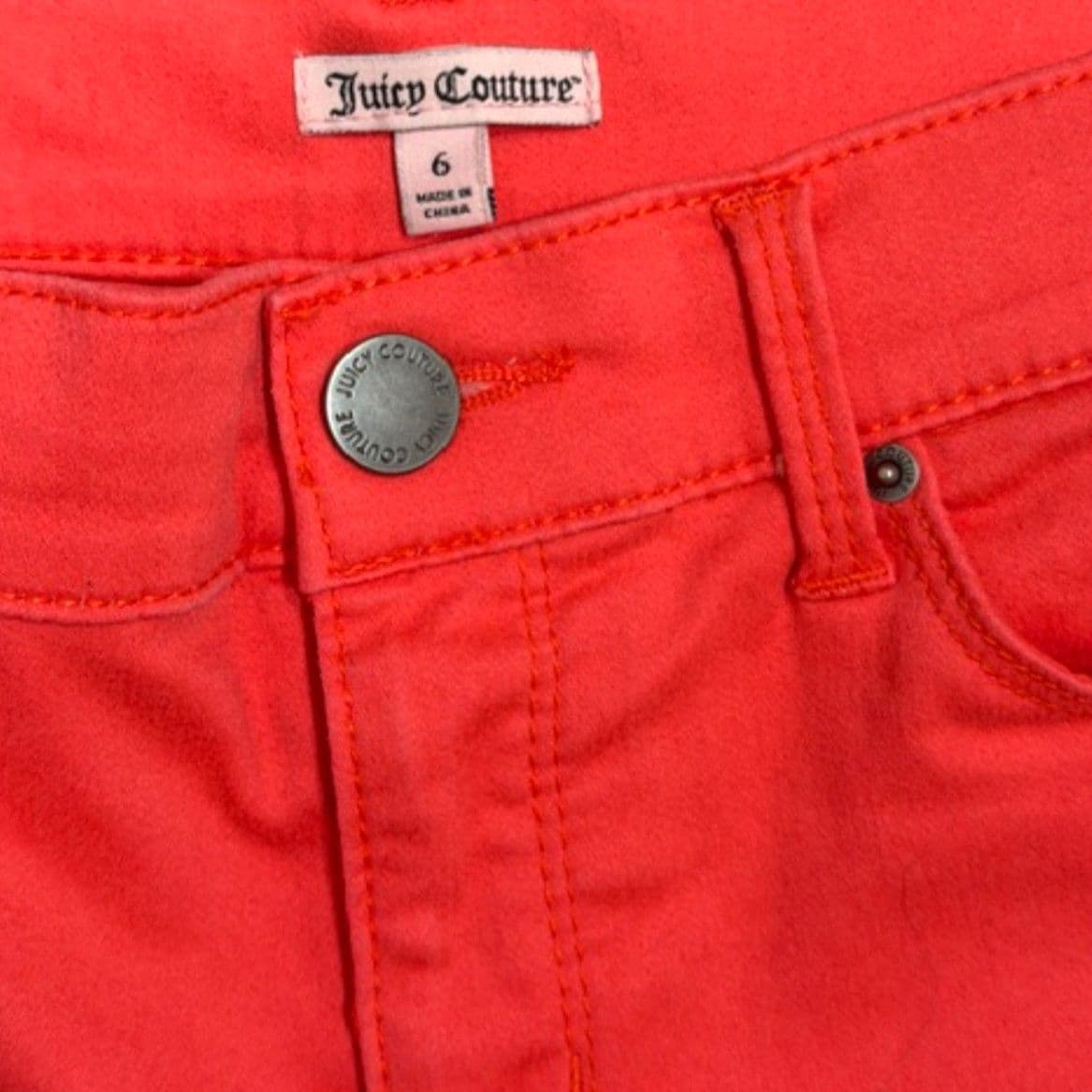 Juicy Couture Coral Shorts Size 6 Bright Summer Stretch Denim - Thumbnail 4