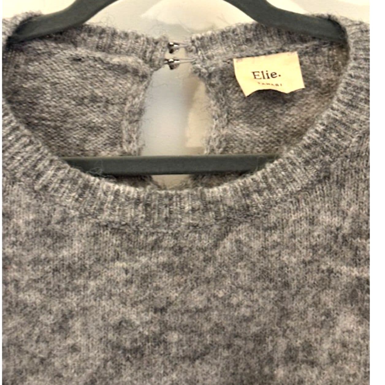 Elie Tahari Gray Knit Sweater Short Sleeve Pocket Top Size M/L - Thumbnail 5