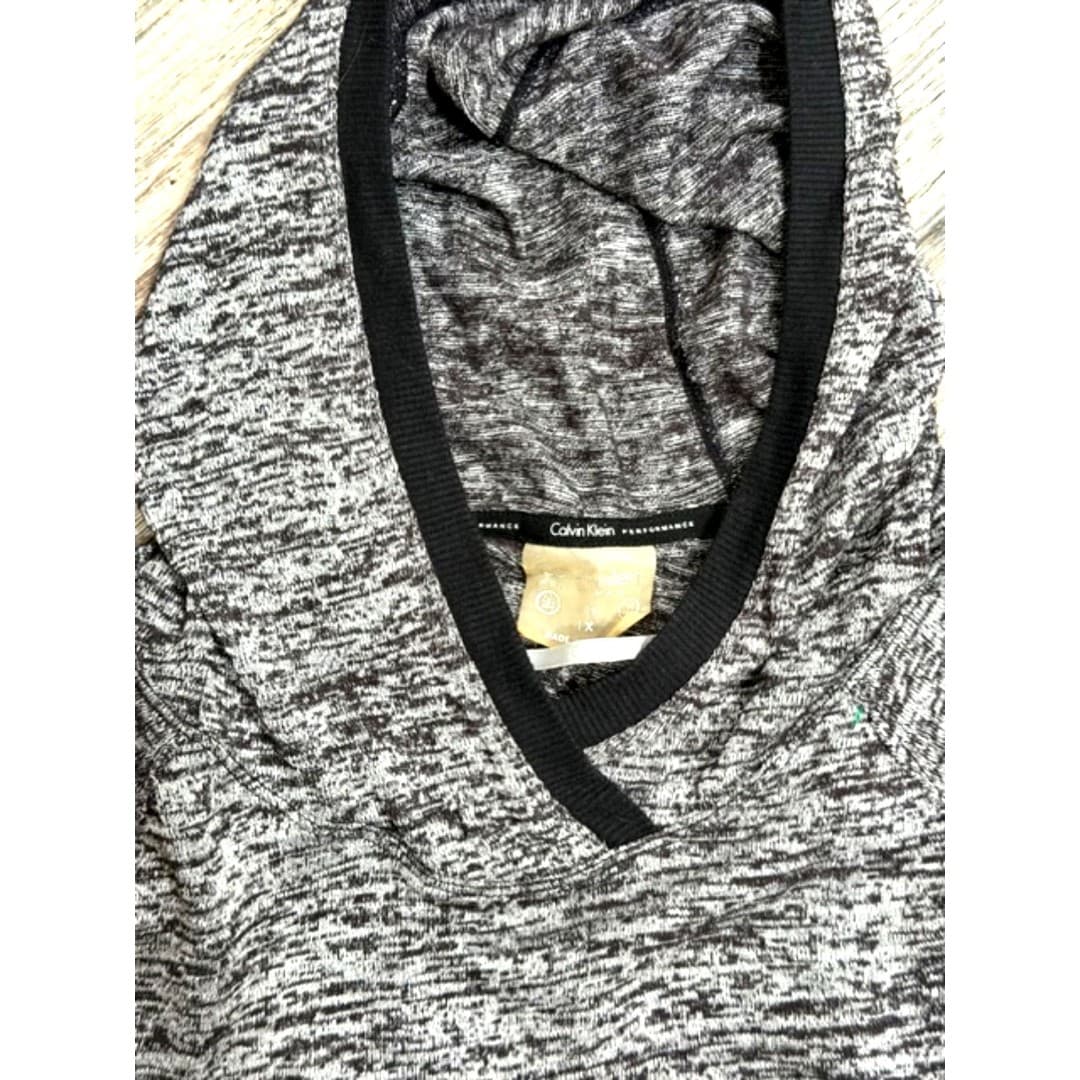 Calvin Klein Performance Hoodie Gray Marled Pullover Kangaroo Pocket Size 1XL - Thumbnail 7