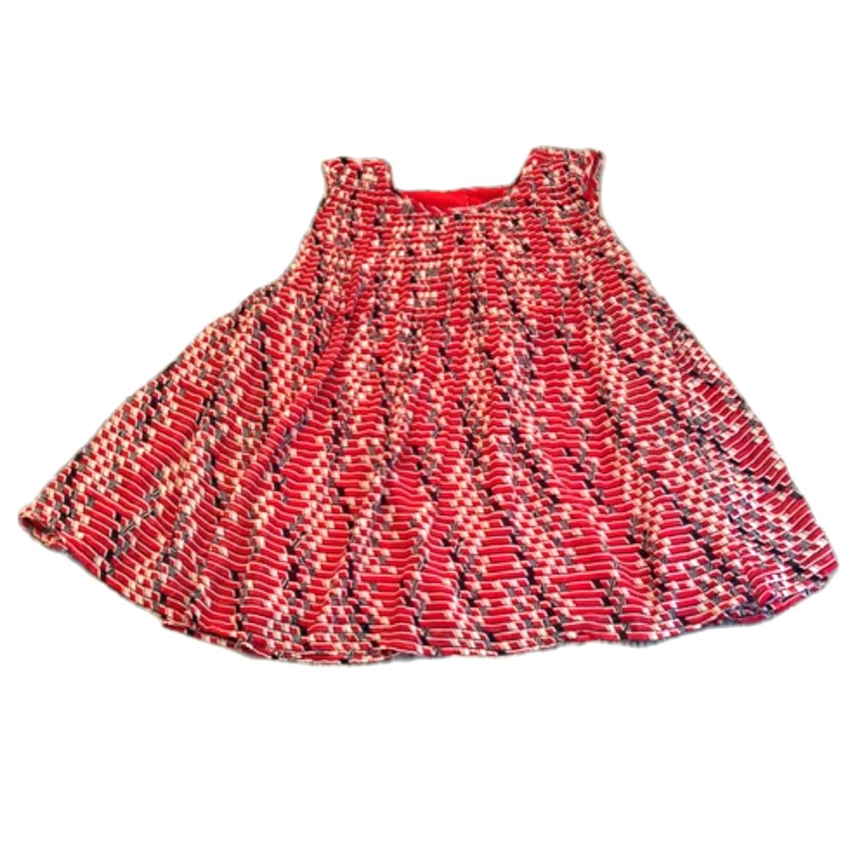 Banana Republic Red Lined Printed Sleeveless Blouse Pleated Flowy Blouse (S) - Thumbnail 3