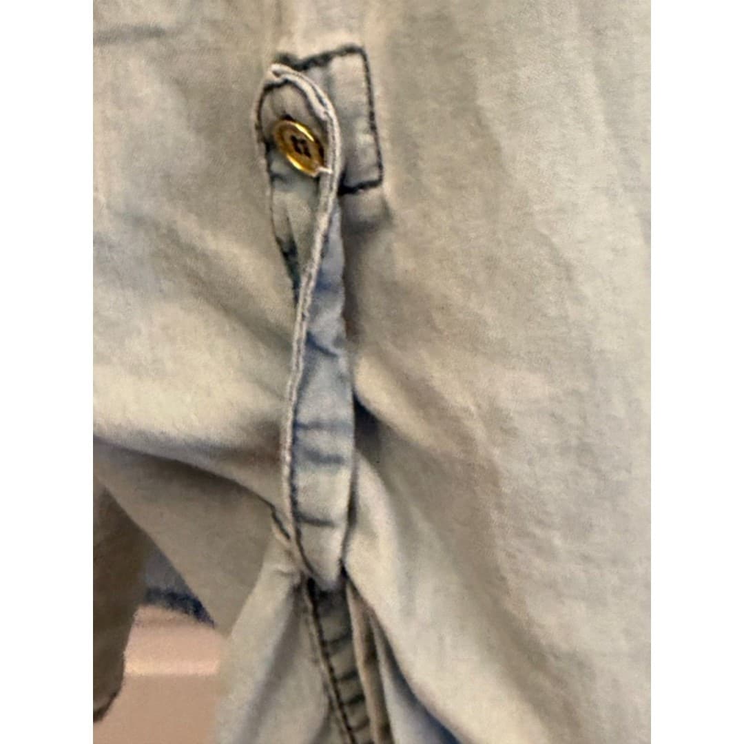 Michael Kors Chambray Zip Up Shirt Light Wash Denim Top Size L - Thumbnail 9