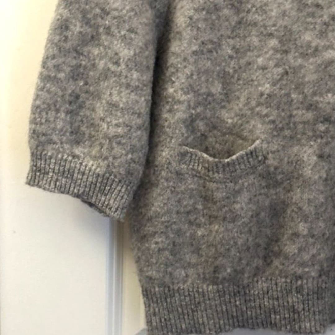 Elie Tahari Gray Knit Sweater Short Sleeve Pocket Top Size M/L - Thumbnail 4