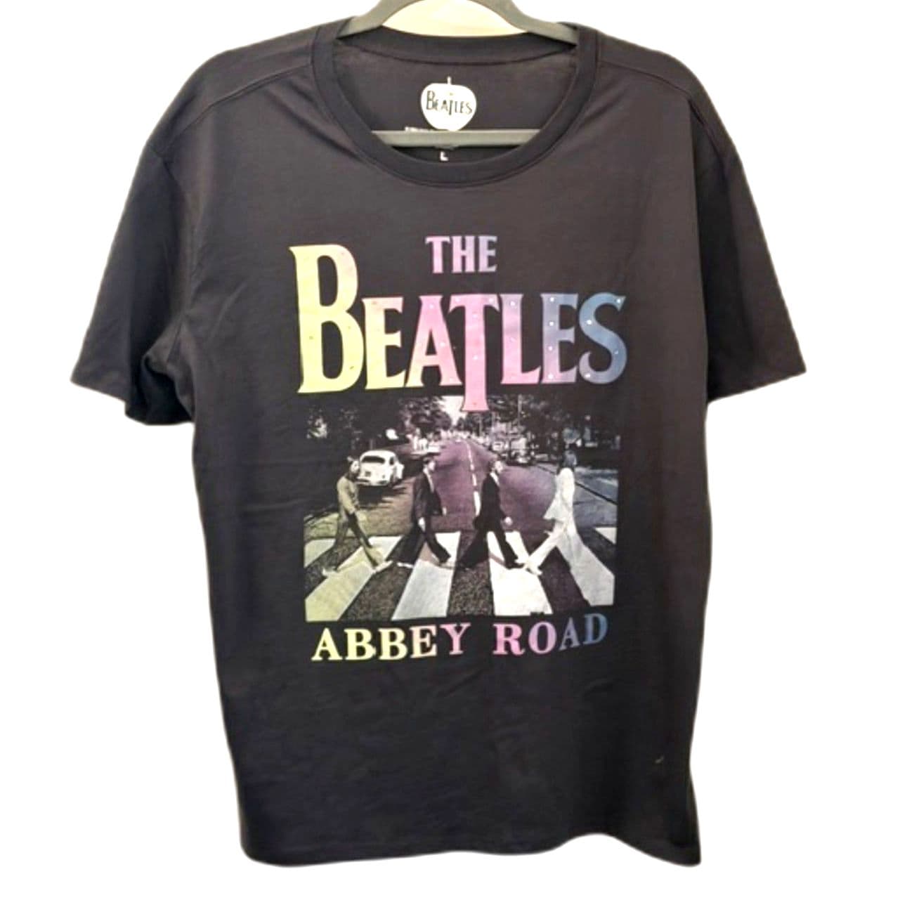 The Beatles Abbey Road Graphic Tee Black Band T-Shirt with Rhinestones L - Thumbnail 2