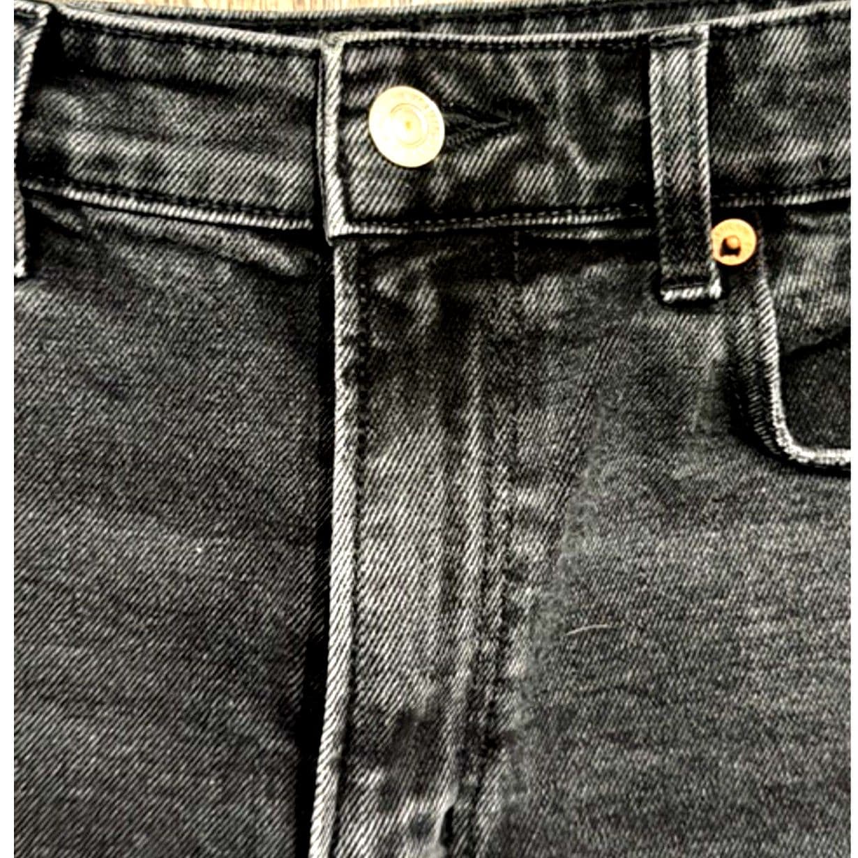 American Eagle Black Denim Cutoff Shorts Distressed High Rise Size 4 - Thumbnail 4