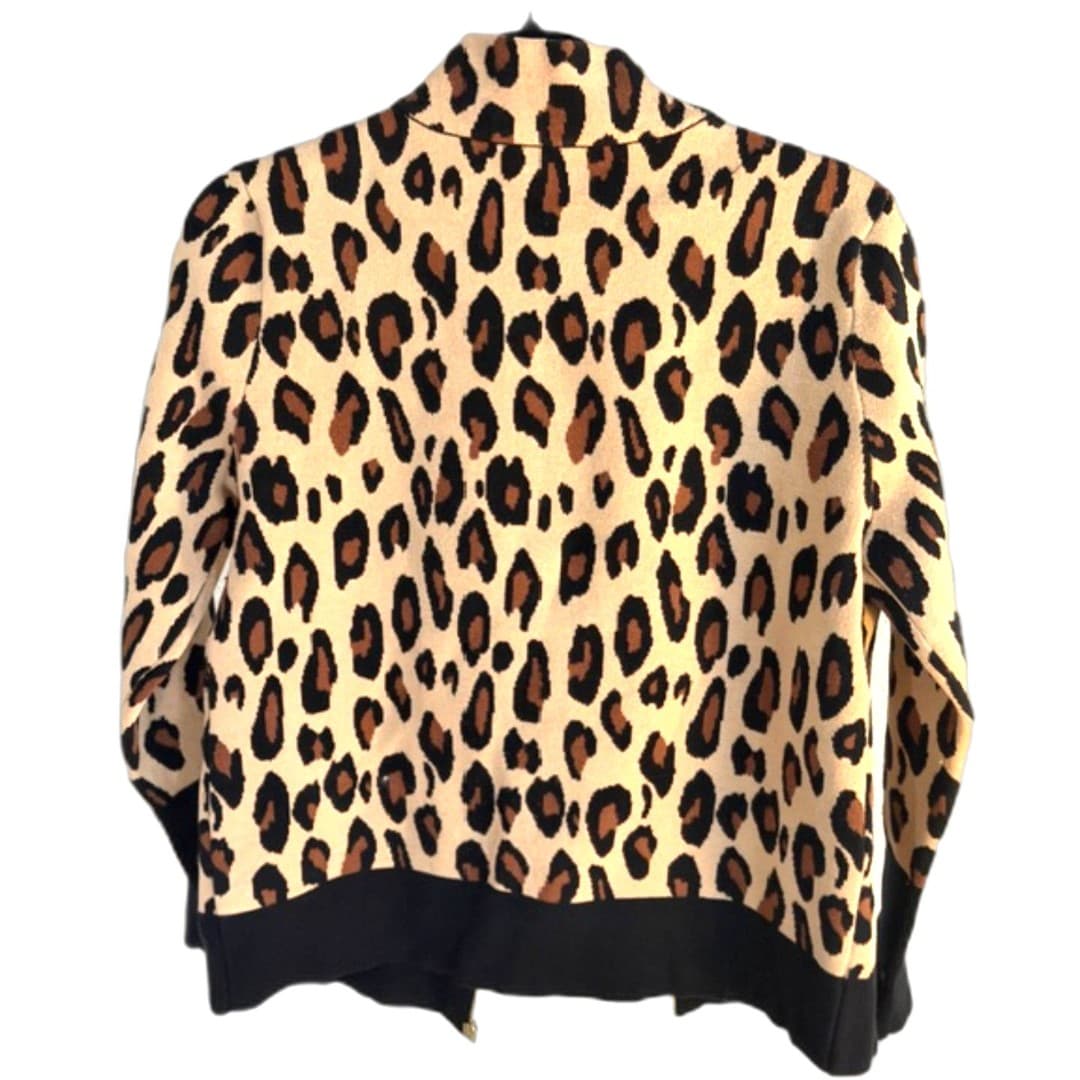 Jones New York Leopard Print Zip Jacket( M) Animal Print Lightweight Cardigan - Thumbnail 3