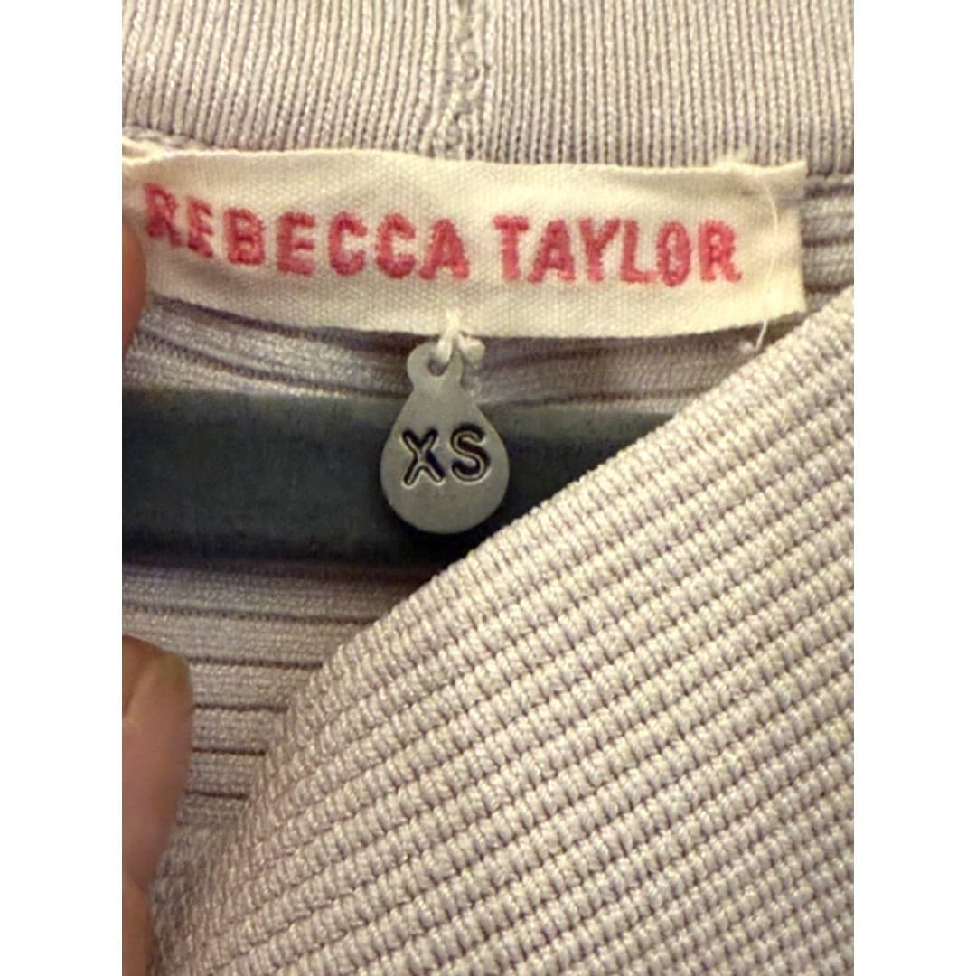 Rebecca Taylor Ribbed Knit Skirt Beige A-Line Flare XS - Thumbnail 8