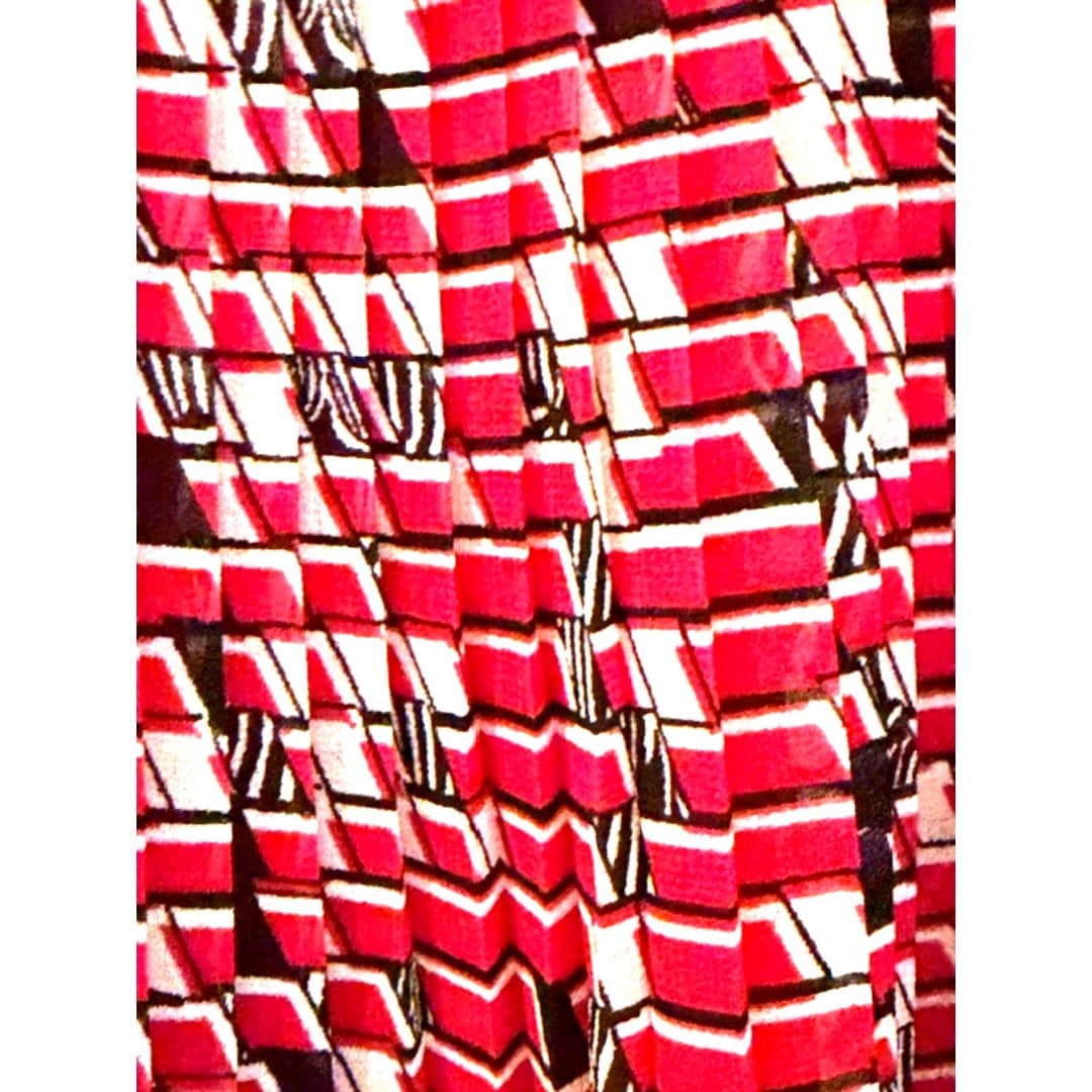 Banana Republic Red Lined Printed Sleeveless Blouse Pleated Flowy Blouse (S) - Thumbnail 8